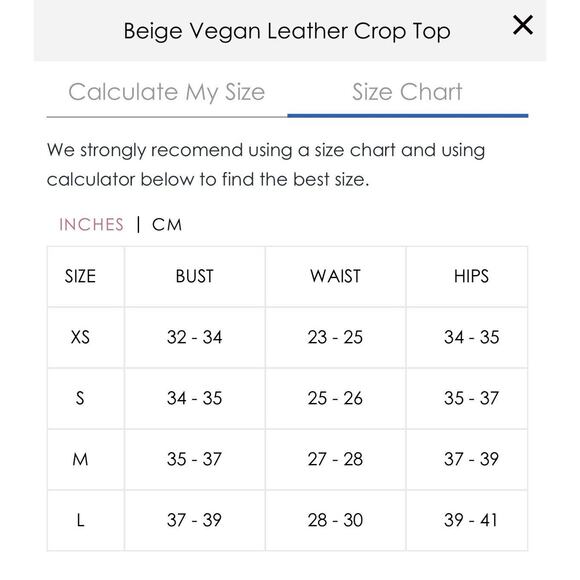 Elagia Womens Beige Vegan Leather Crop Top, Size Small, NWT - Picture 11 of 11